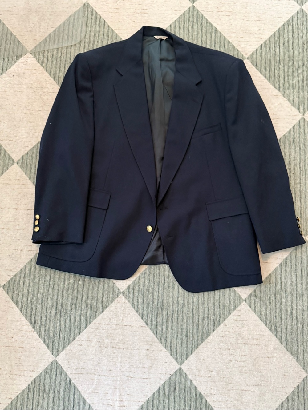 Cabrini Men’s Navy Blue Blazer Gold Buttons Big & Tall Sport Coat Approx 56R